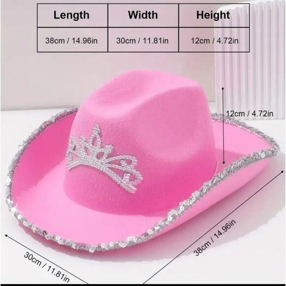 Ladies Western Pink Rhinestone Cowgirl Hat main image 6